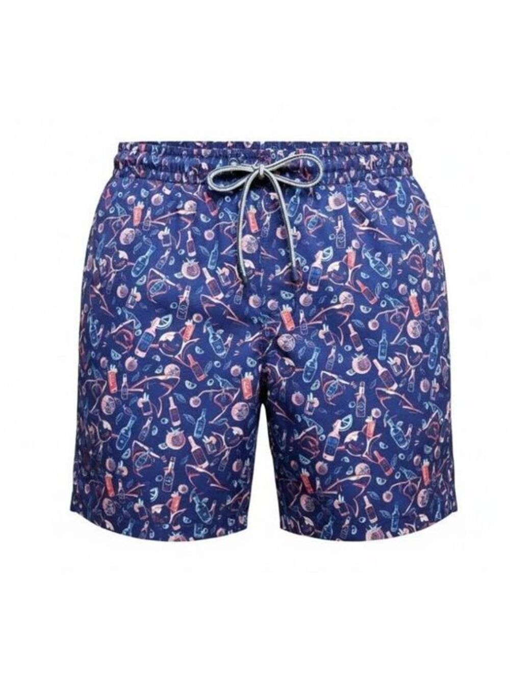 Peter Millar Seaside Swim Trunks Medium Recipe for Disaster Blue Cocktail Print